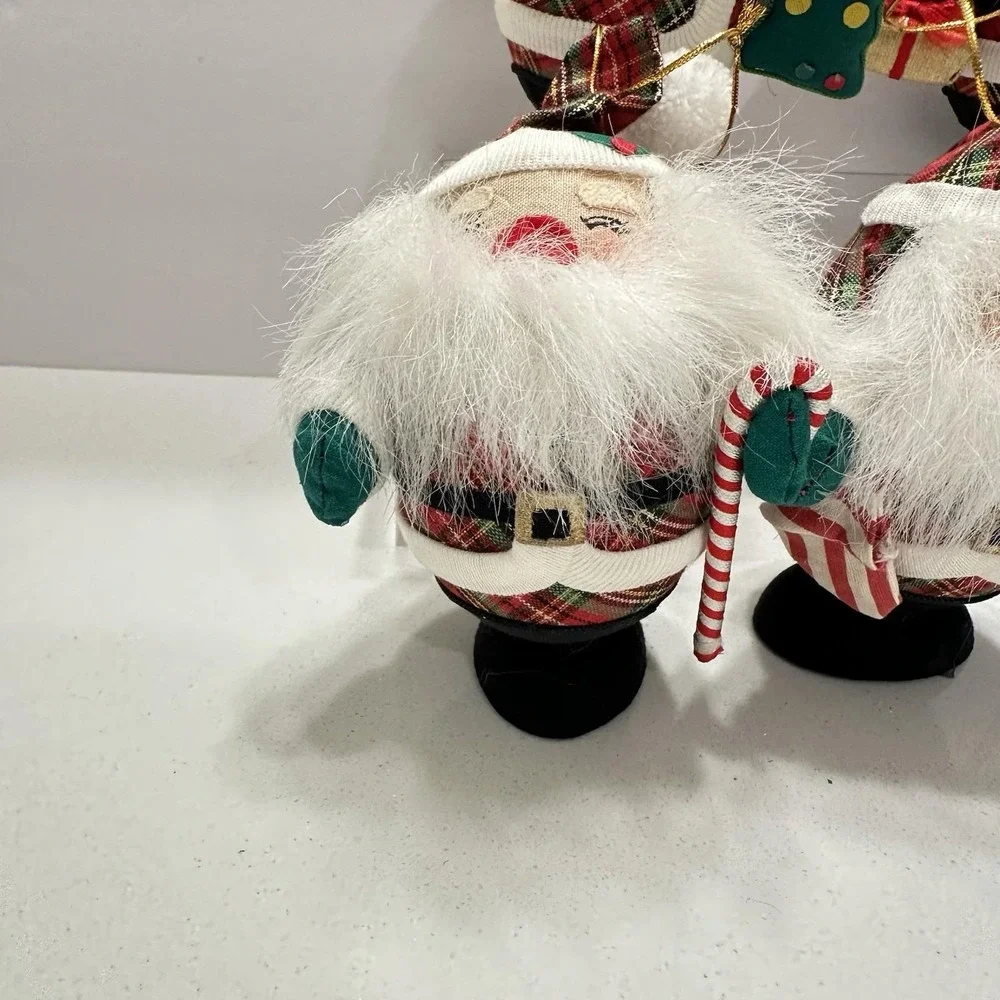 Vintage Santa Claus Plaid Egg Shaped ‎ Christmas Tree Ornaments 5
